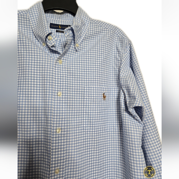 Ralph Lauren Men's Blue Checkered Classic Fit Performance Shirt XL TG - Picture 3 of 9